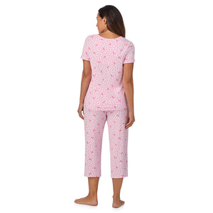 A lady wearing Cotton Rich Ruffled Short Sleeve Top with Pant Pajama Set