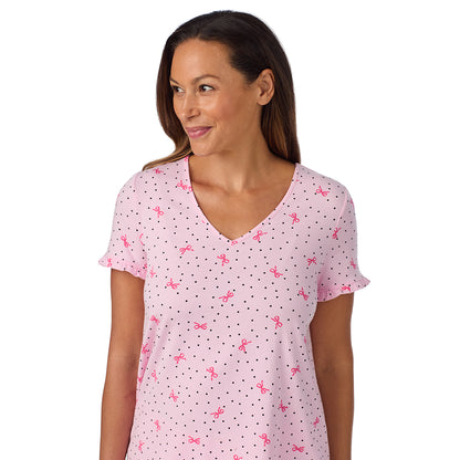 A lady wearing Cotton Rich Ruffled Short Sleeve Top with Pant Pajama Set