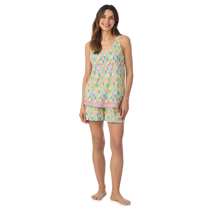  A lady wearing Cotton-Blend Tank with Short 2-Pc Pajama Set in Pineapple posing front view pose