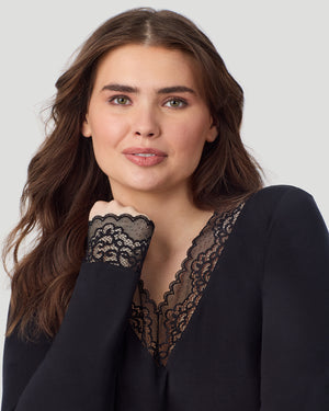 Softwear With Stretch Long Sleeve V-Neck With Lace PLUS