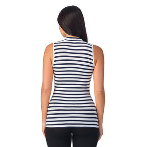 A lady wearing Cotton-Blend Short Sleeve Notch Collar with Cropped Pant Pajama Set