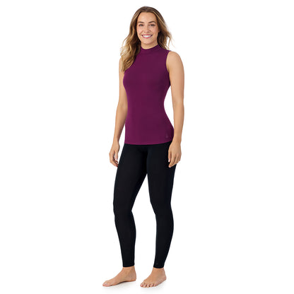 Dark Purple;Model is wearing size S. She is 5'11.5", Bust 34", Waist 26", Hips 37". @A lady wearing Cotton-Blend Short Sleeve Notch Collar with Cropped Pant Pajama Set.