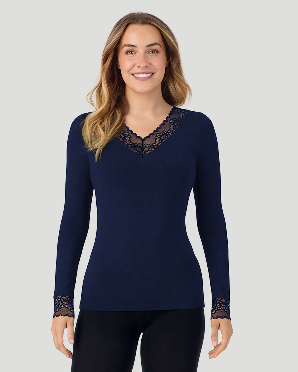 Softwear With Stretch Long Sleeve V-Neck With Lace