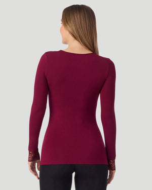  A lady wearing a Bordeaux Softwear With Stretch Legging in a front view side angle pose