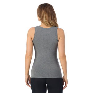 A lady is wearing Softwear with Stretch Crew Neck Tank with Lace
