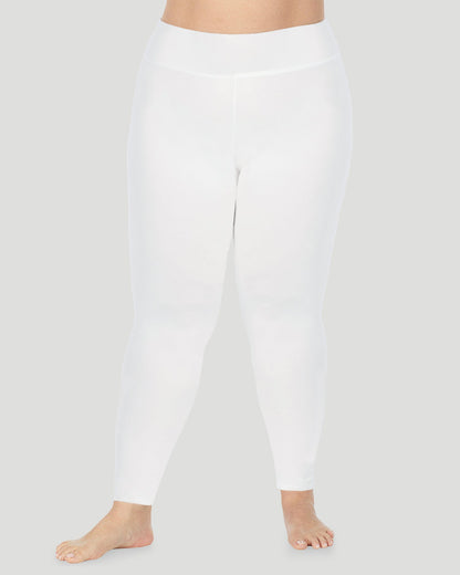 A plus size lady wearing Softwear With Stretch High Waist Legging PLUS in ivory in a front view pose 