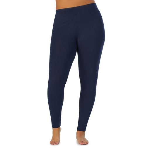 Womens Plus Size Stretch Leggings Full-Length Ultra Soft Tights Pants(Navy  Blue,XXL)