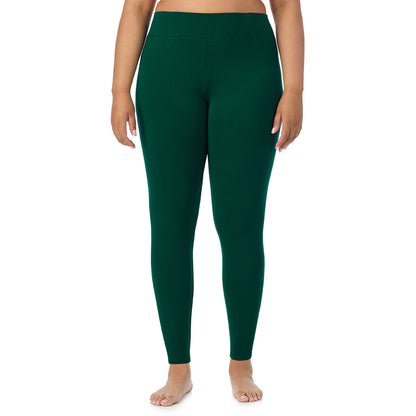 Evergreen; Model is wearing size 1X. She is 5'11", Bust 36", Waist 36.5", Hips 47.5". @A lady wearing a evergreen high waist legging plus.