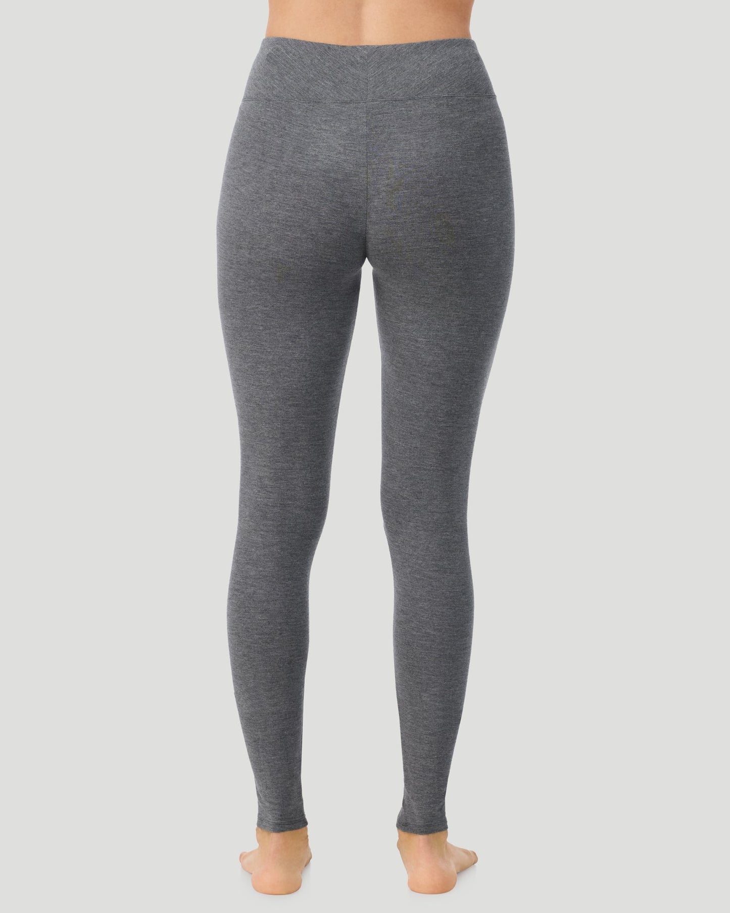 Charcoal Heather; Model is wearing a size S. She is 5’11.5”, Bust 34”, Waist 27”, Hips 38.5”.  @A lady wearing Softwear With Stretch High Waist Legging in charcoal heather in a back view pose
