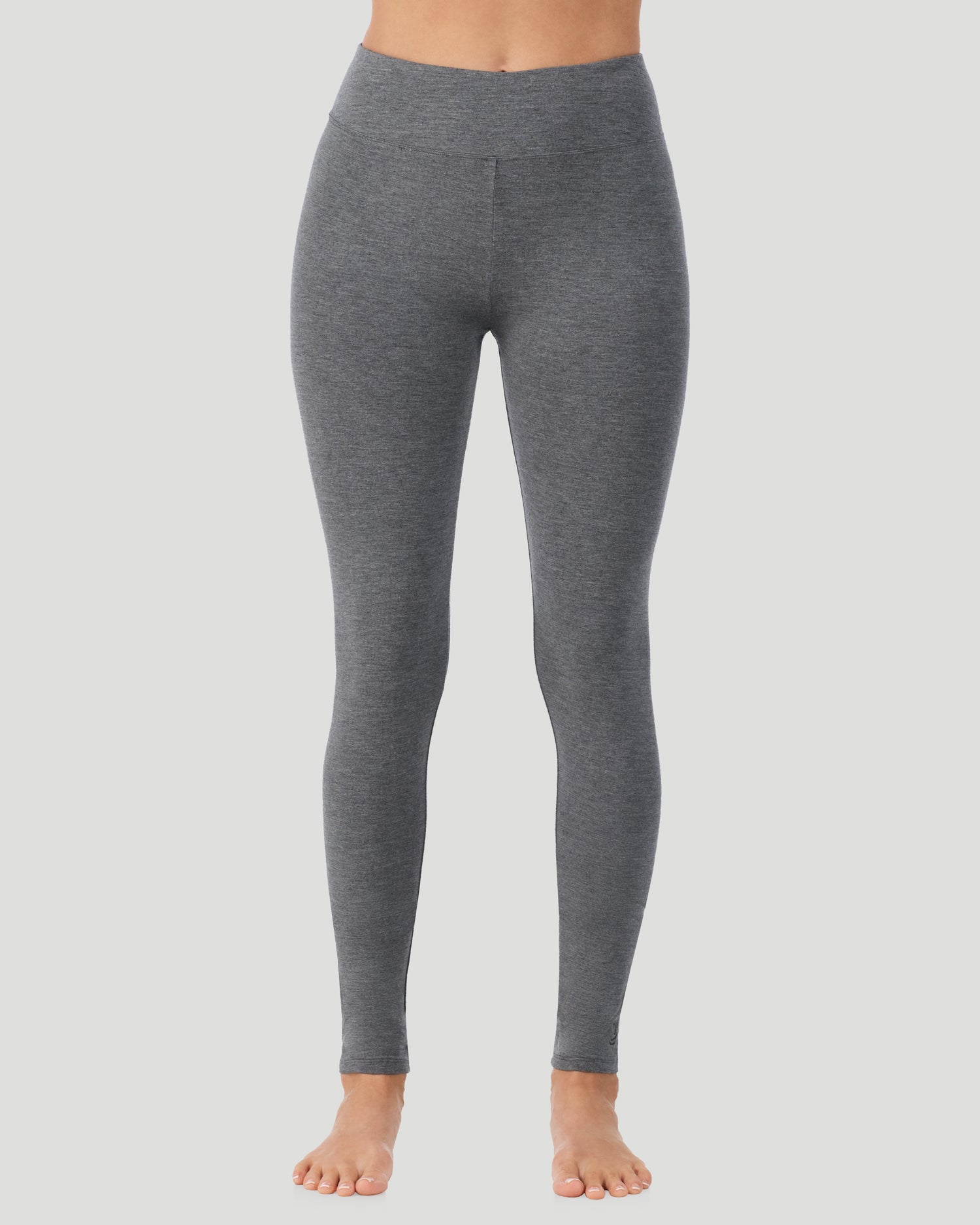A lady wearing Softwear With Stretch High Waist Legging in charcoal heather in a front view pose