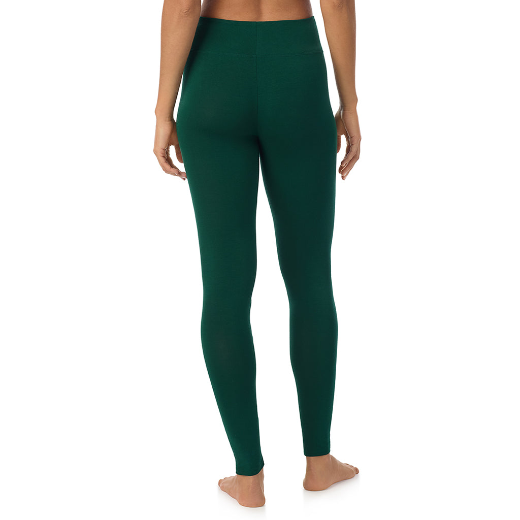 Evergreen; Model is wearing size S. She is 5’9”, Bust 34”, Waist 23”, Hips 35”. @A lady wearing a evergreen high waist legging.