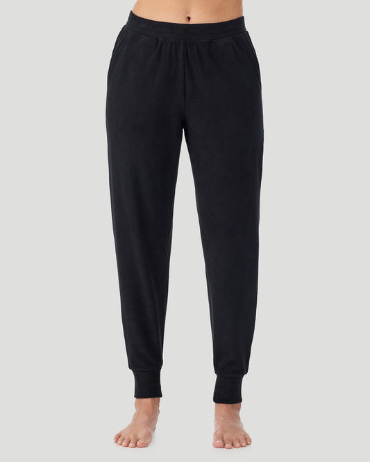 A lady wearing Black Fleecewear With Stretch Jogger in a front view pose
