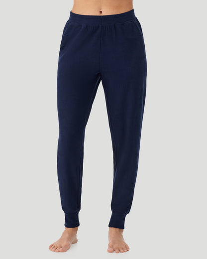 A lady wearing Navy Blazer Fleecewear With Stretch Jogger in a front view pose