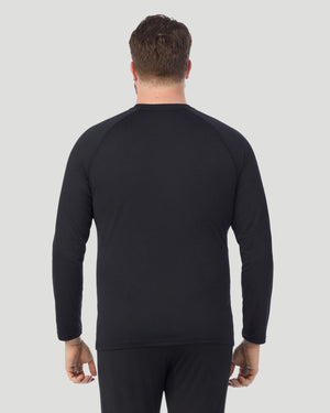  A man wearing Black ArctiCore Long Sleeve Crew Big & Tall in a back view pose