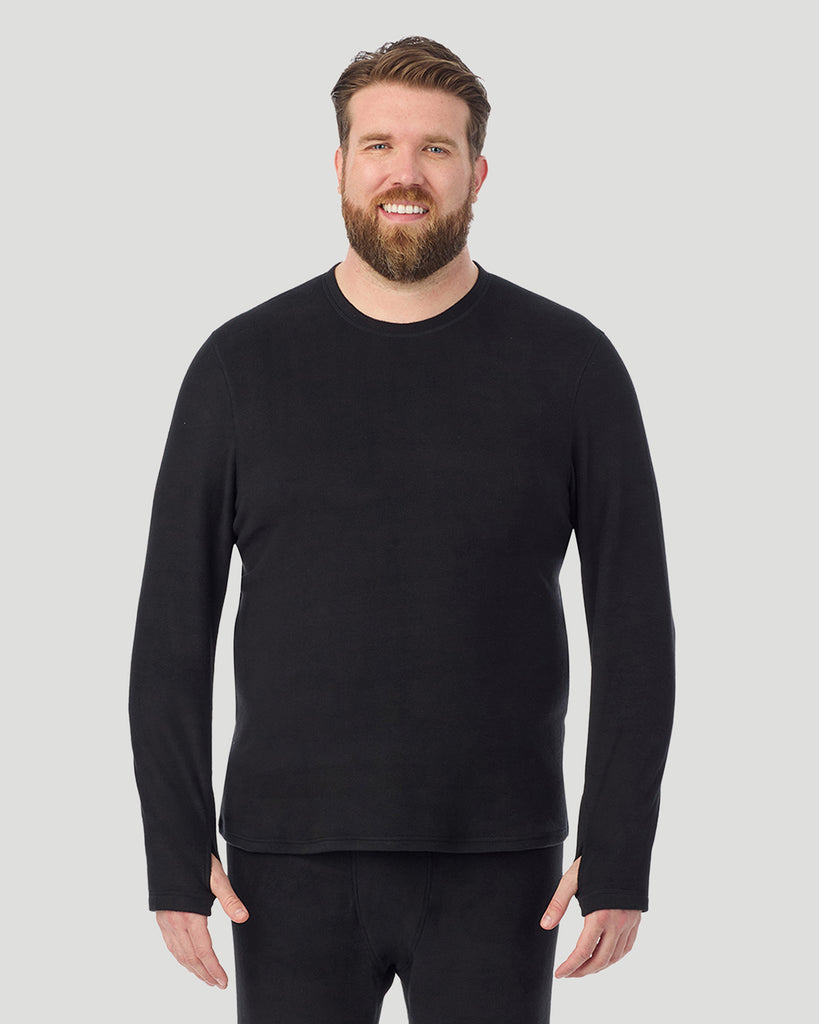  A man wearing Black Fleecewear Long Sleeve Crew Big & Tall in a front view pose