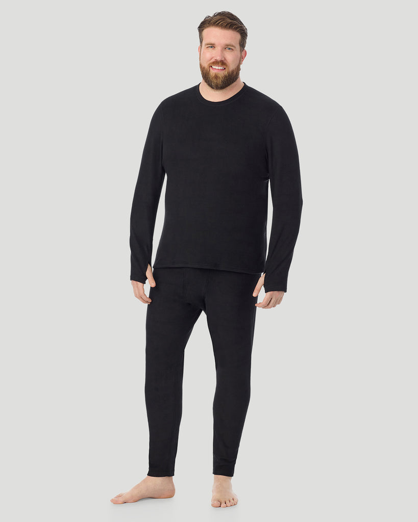  A man wearing Black Fleecewear Long Sleeve Crew Big & Tall in a front view standing pose
