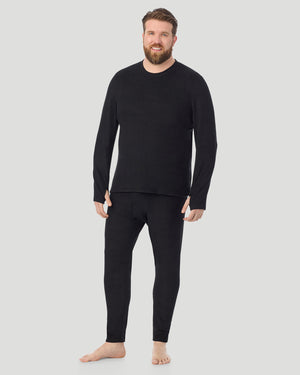  A man wearing Black Fleecewear Long Sleeve Crew Big & Tall in a front view standing pose