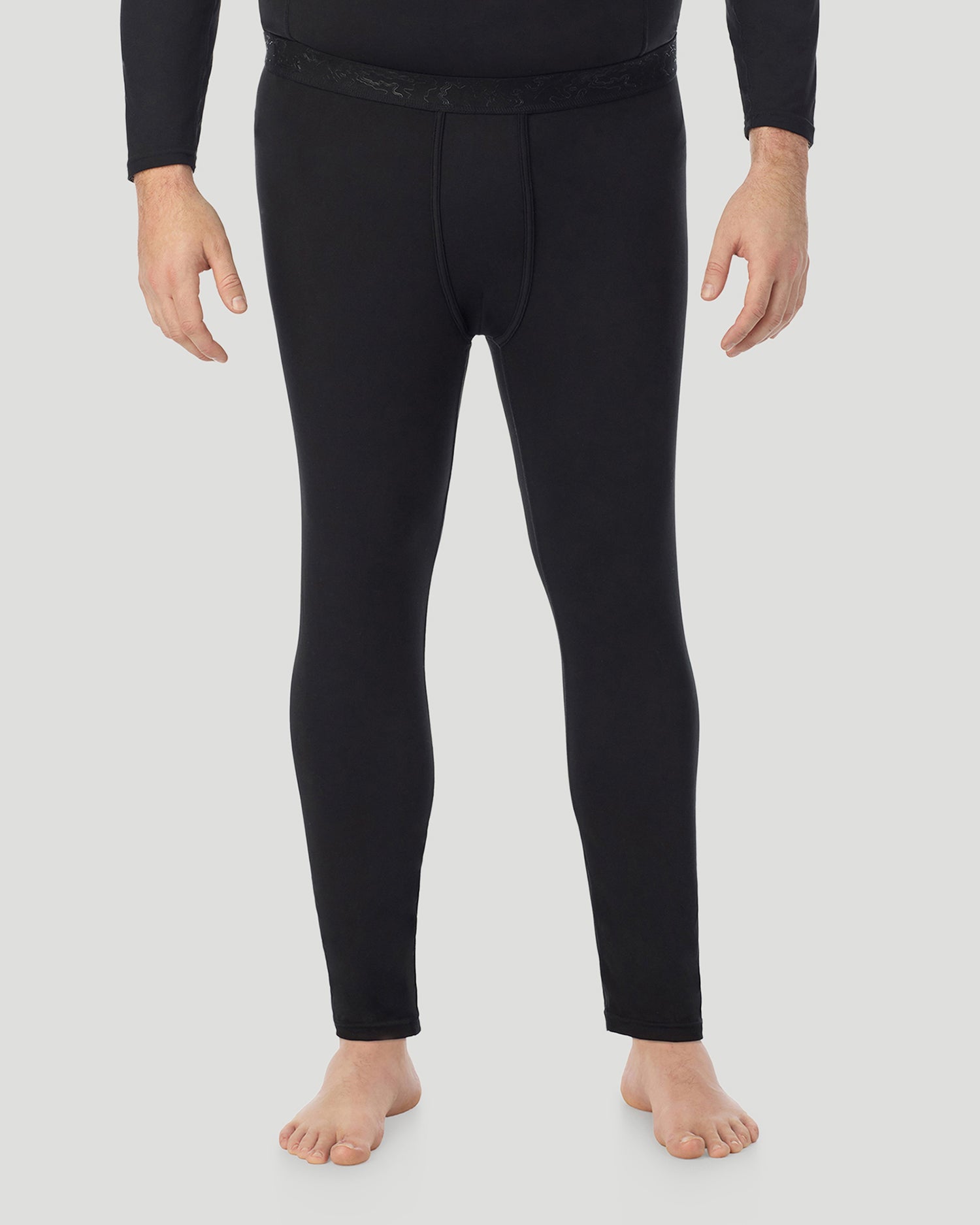 Black; Model is wearing size M. He is 6'1", Waist 31", Inseam 33".@Lower body of a man wearing black pants