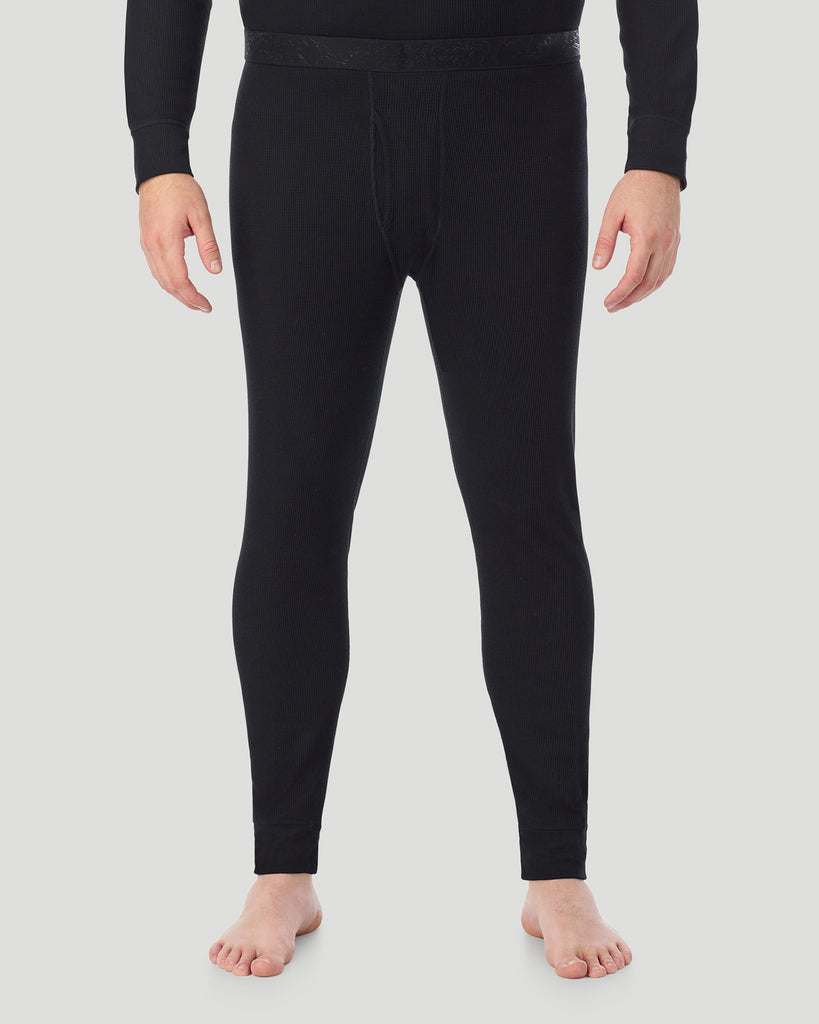  A man wearing Black Waffle Thermal Pant Big & Tall in a front view pose