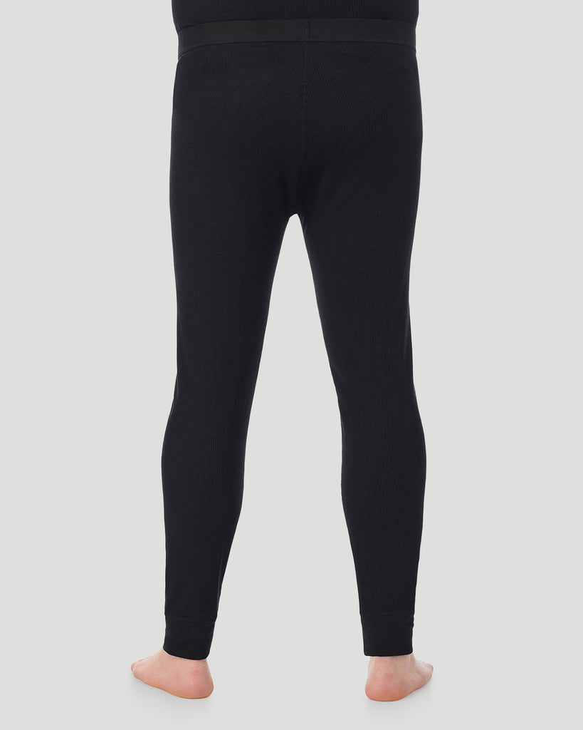  A man wearing Black Waffle Thermal Pant Big & Tall in a back view pose