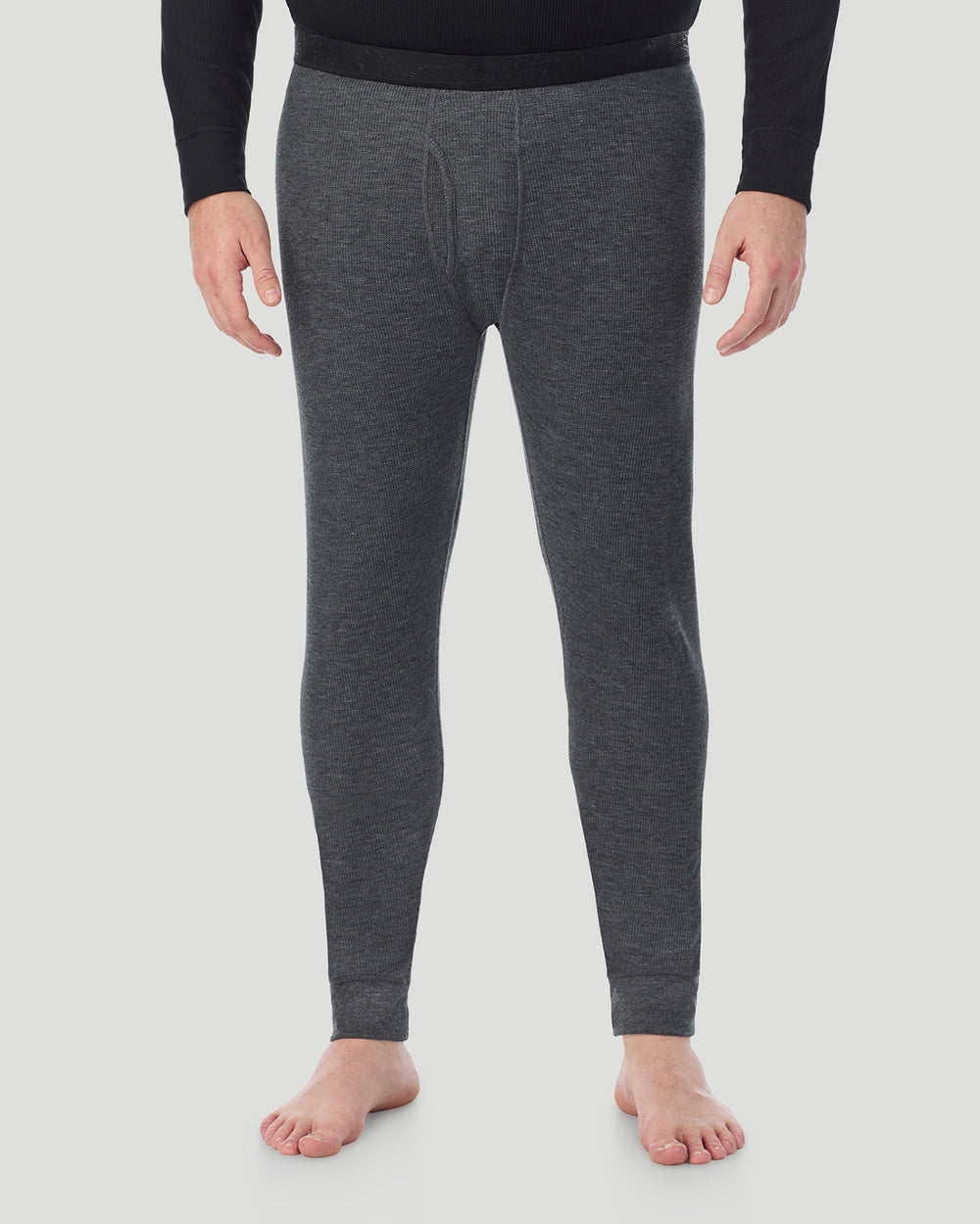 A man wearing Charcoal Heather Waffle Thermal Pant Big & Tall in a front view pose