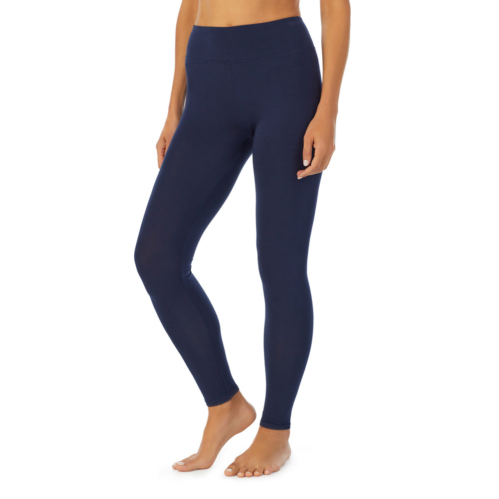 A lady wearing a navy blazer High Waist Leggings