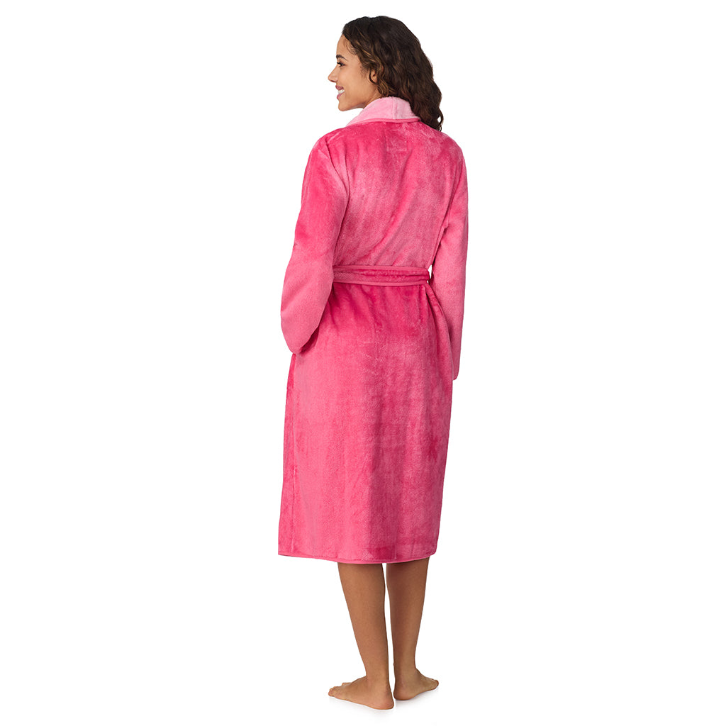 Wild Pink;Model is wearing size S. She is 5’9”, Bust 34”, Waist 23”, Hips 35”.@A lady wearing Wild Pink Chenille Wrap Robe