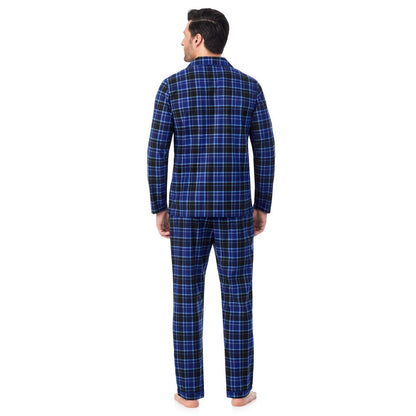 Royal Tartan;Model is wearing a size M. He is 6’2”, Waist is 32”, Inseam 34”
@A man wearing Mens Cozy Lodge Notch Pajama 2-Pc Set
