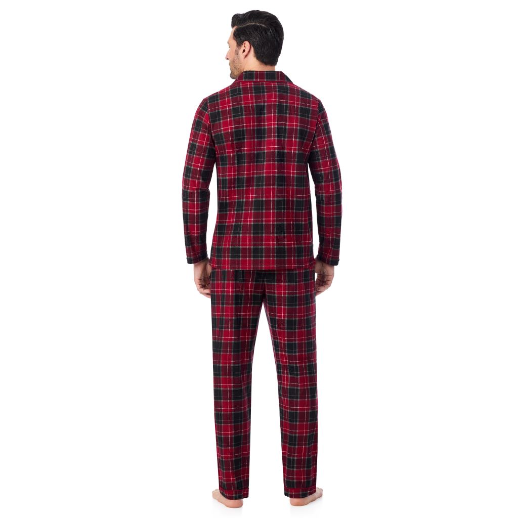 A man wearing Mens Cozy Lodge Notch Pajama 2-Pc Set