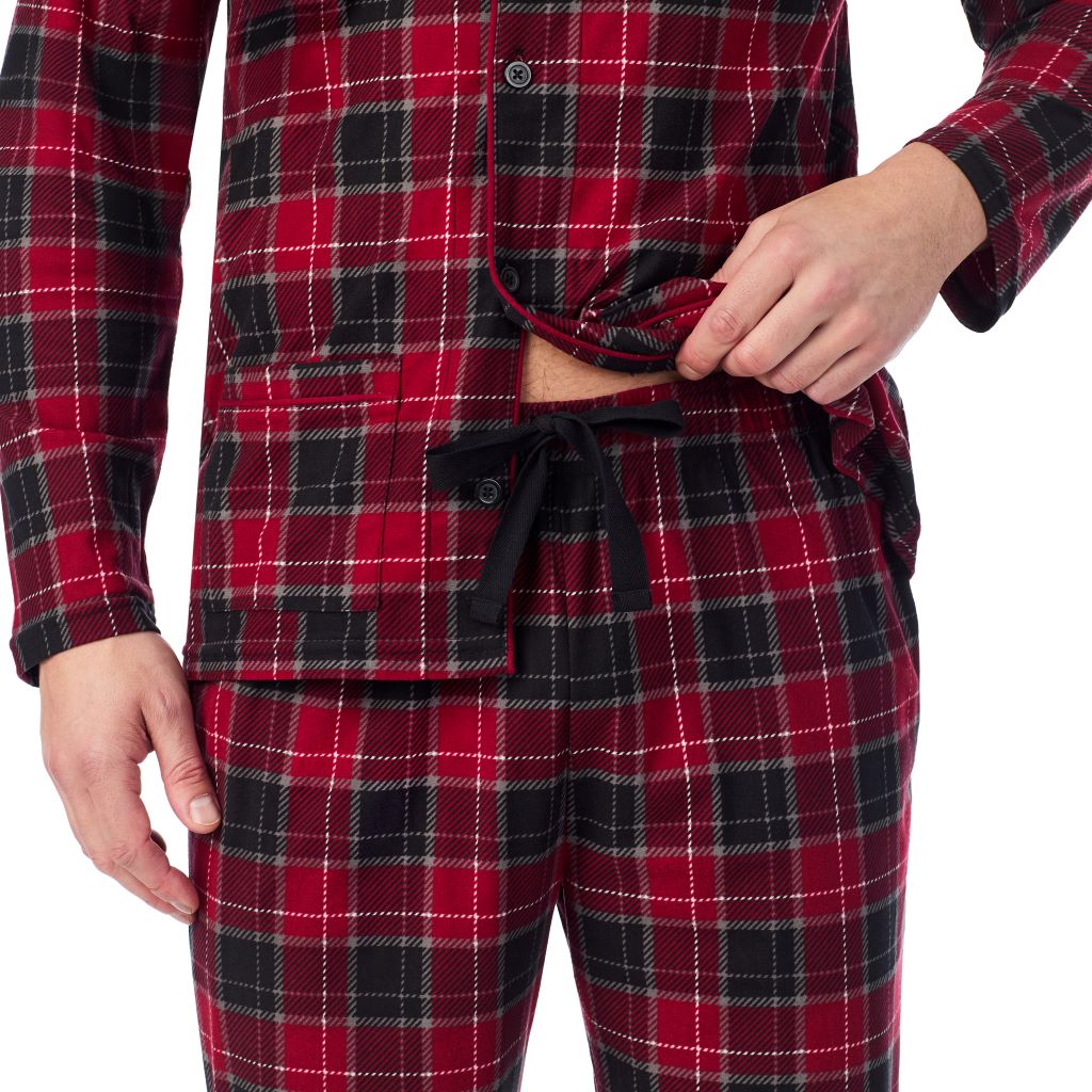 A man wearing Mens Cozy Lodge Notch Pajama 2-Pc Set