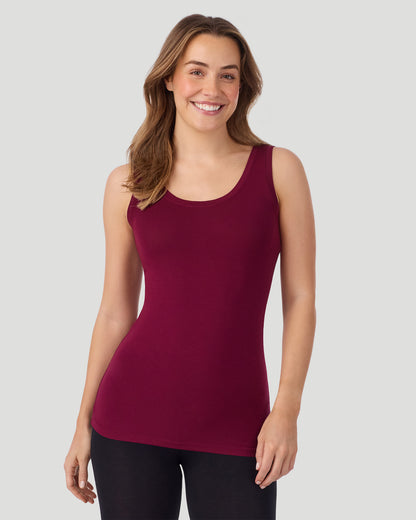 A lady wearing Bordeaux Softwear With Stretch Reversible Tank in a front view pose