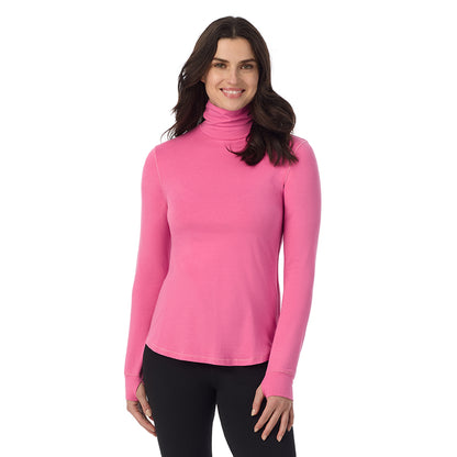 A lady wearing Fiji Pink Cottonwear Long Sleeve Turtleneck