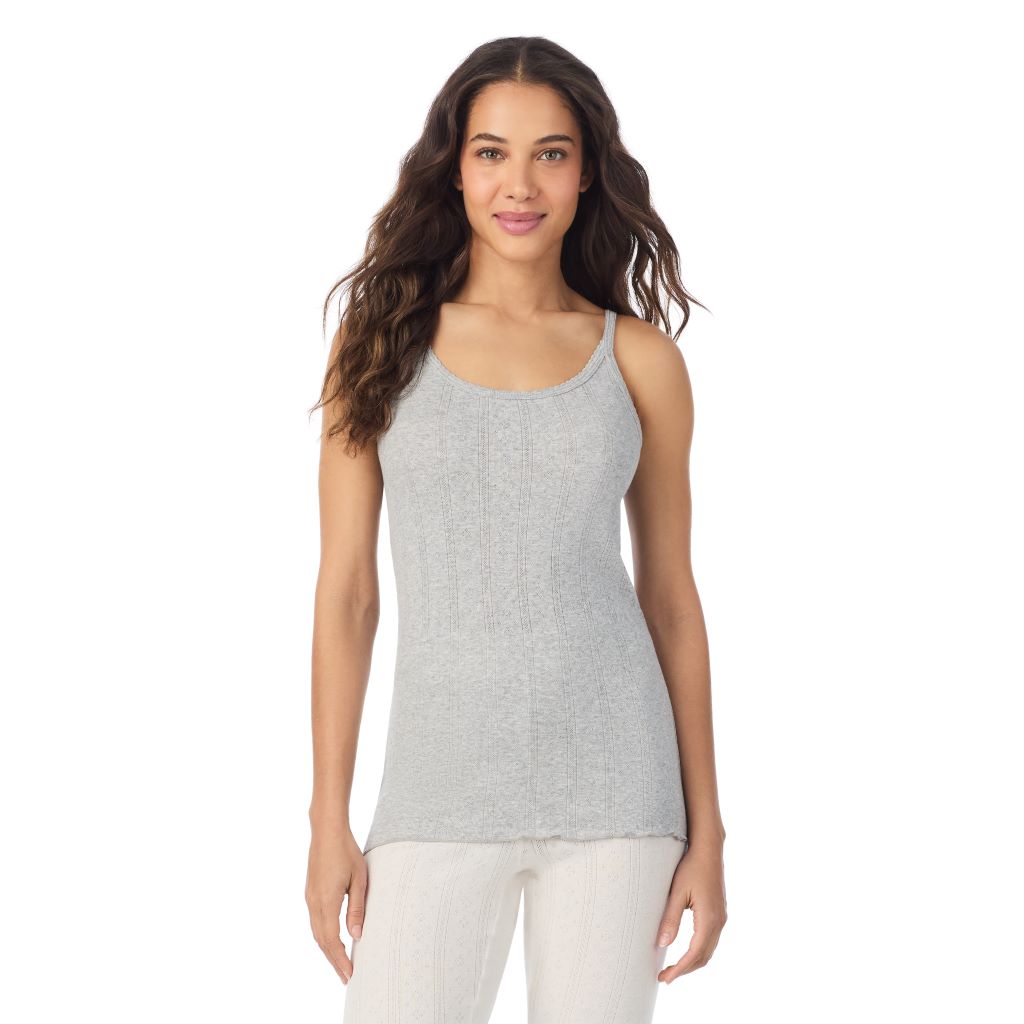 A lady is wearing Cotton Pointelle Cami
