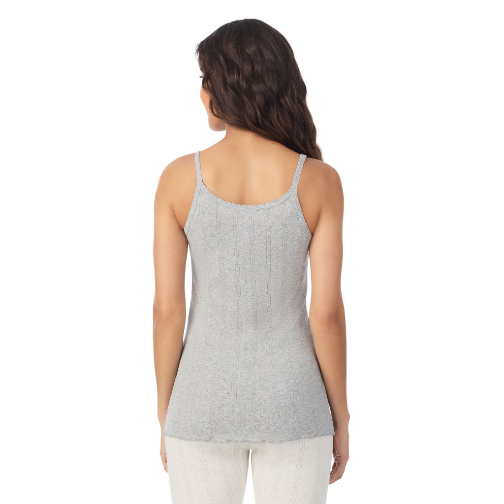 A lady is wearing Cotton Pointelle Cami
