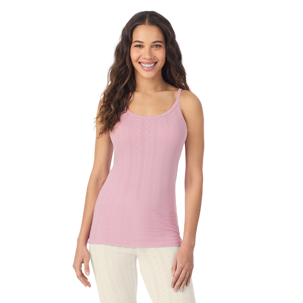 A lady is wearing Cotton Pointelle Cami
