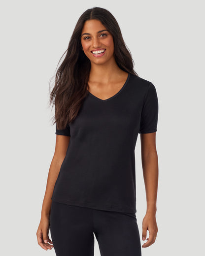 Softwear Lace Edge Short Sleeve V-Neck