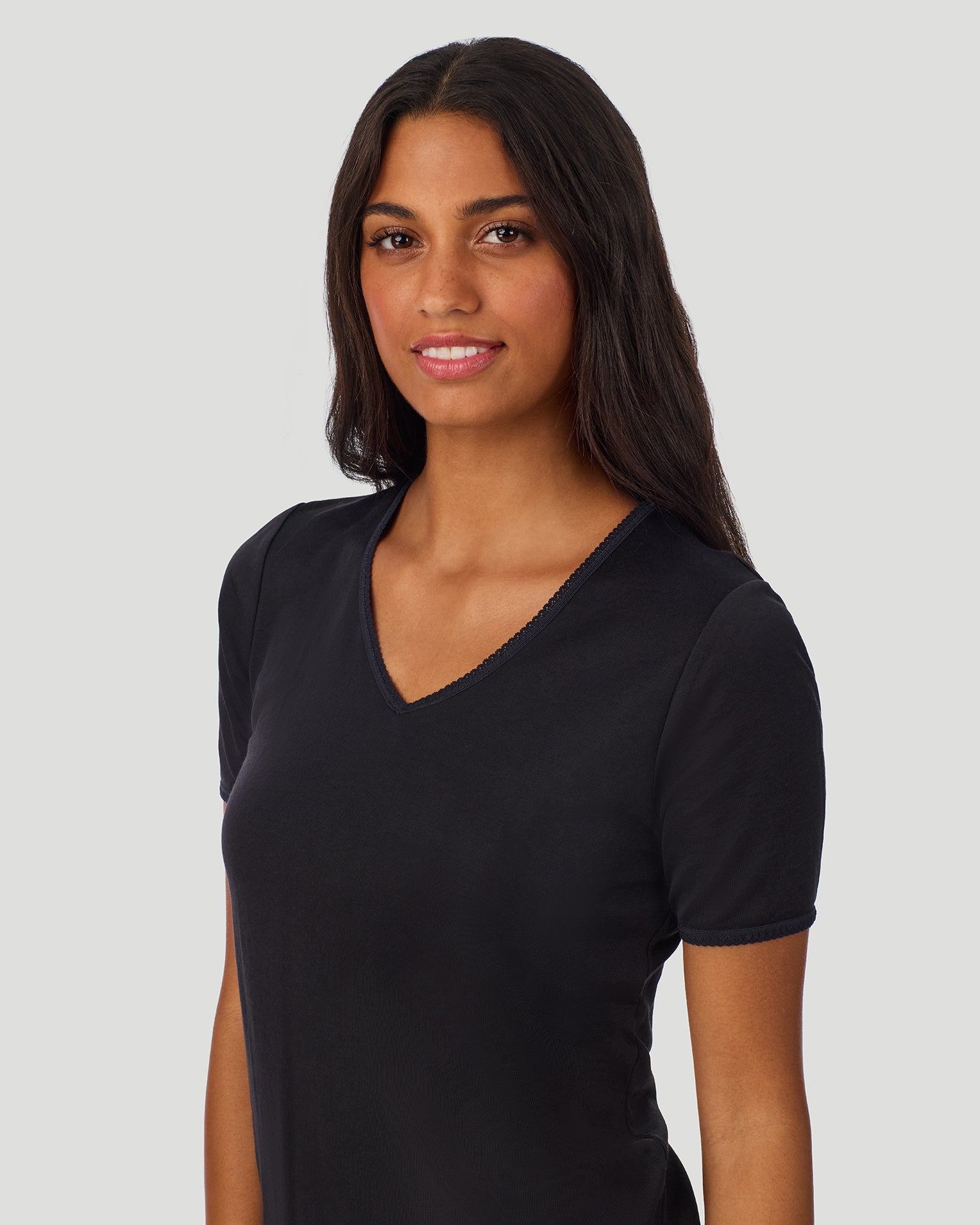 Softwear Lace Edge Short Sleeve V-Neck