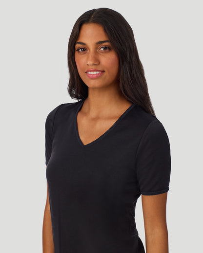 Softwear Lace Edge Short Sleeve V-Neck