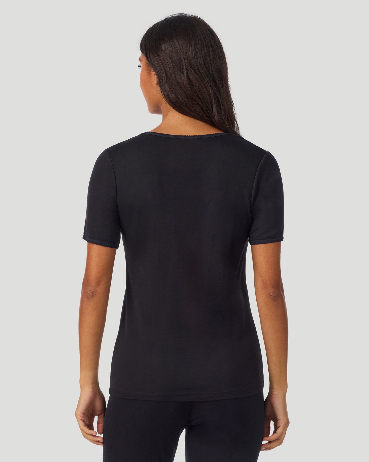Softwear Lace Edge Short Sleeve V-Neck