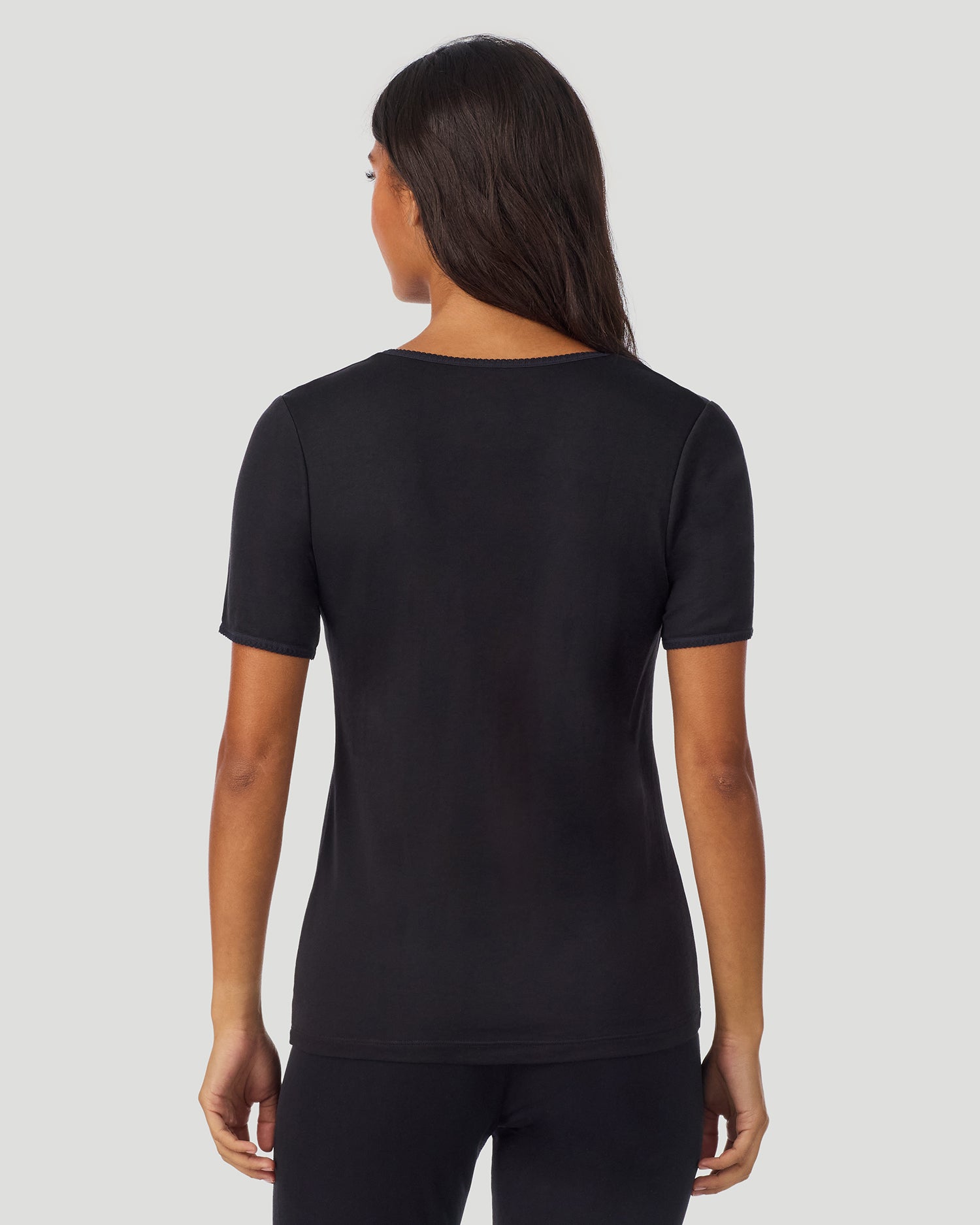 Softwear Lace Edge Short Sleeve V-Neck