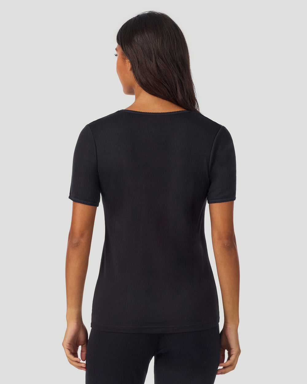 Softwear Lace Edge Short Sleeve V-Neck