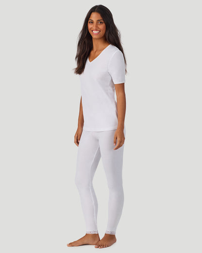 Softwear Lace Edge Short Sleeve V-Neck