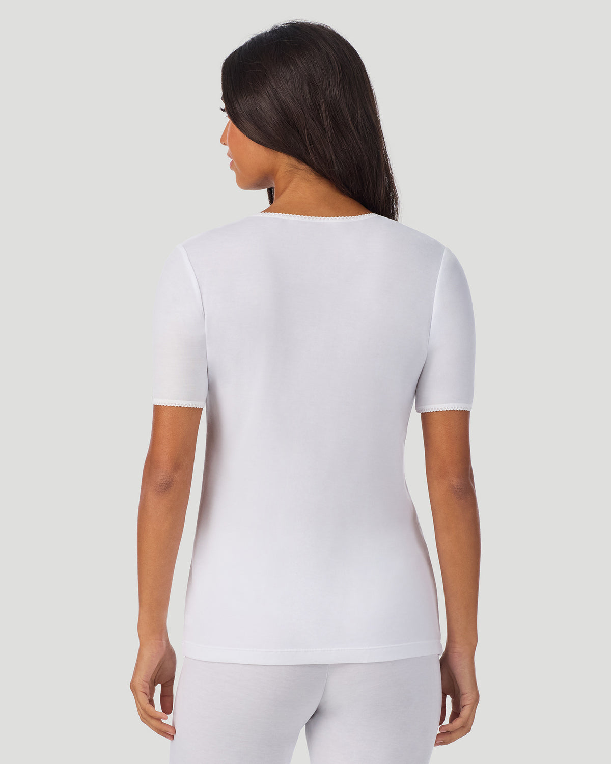 Softwear Lace Edge Short Sleeve V-Neck
