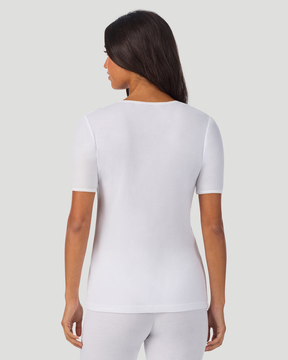 Softwear Lace Edge Short Sleeve V-Neck