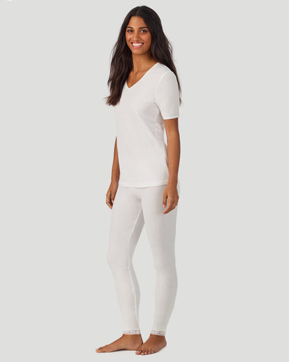 Softwear Lace Edge Short Sleeve V-Neck