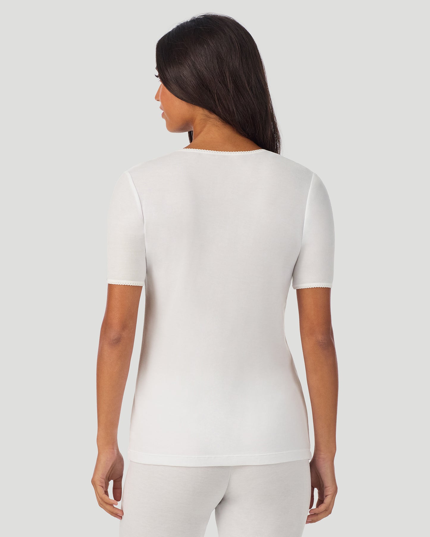 Softwear Lace Edge Short Sleeve V-Neck