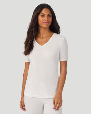 Softwear Lace Edge Short Sleeve V-Neck
