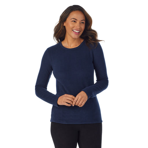 Cuddl Duds Womens Double Plush Velour Long Sleeve Top 