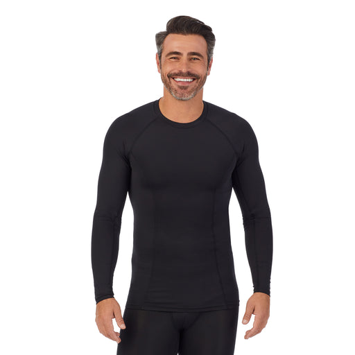A man wearing black Lite Compression Long Sleeve Crew