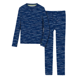 Blue Space Dye long sleeve crew t-shirt and pant set